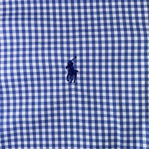 Ralph Lauren Mens Large Blue Casual Button Down Shirt Gingham Shirt